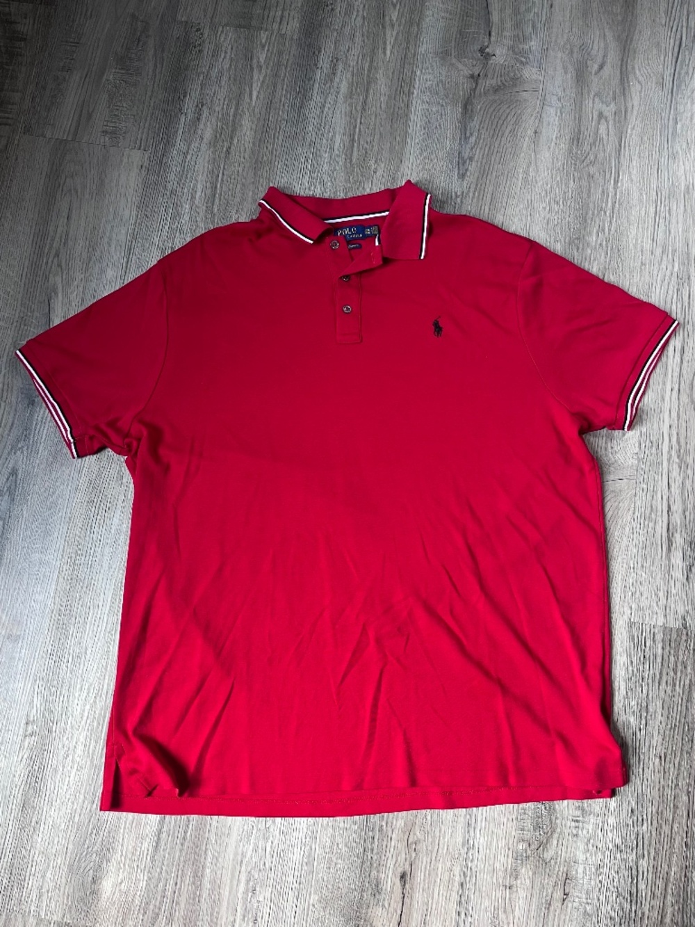 Ralph Lauren Red Polo XXL Custom Slim Fit red white blue trim short sleeve